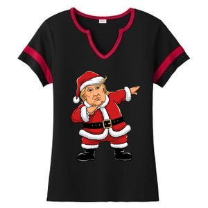 Dabbing Santa Trump Xmas Lights Christmas Ladies Halftime Notch Neck Tee