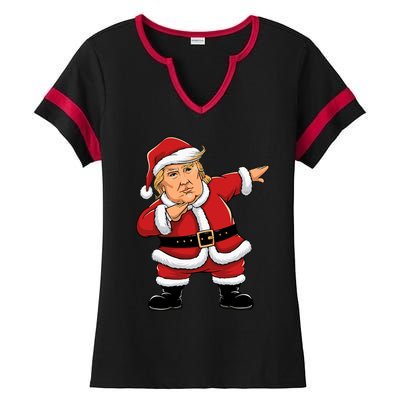 Dabbing Santa Trump Xmas Lights Christmas Ladies Halftime Notch Neck Tee