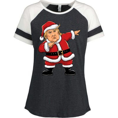 Dabbing Santa Trump Xmas Lights Christmas Enza Ladies Jersey Colorblock Tee