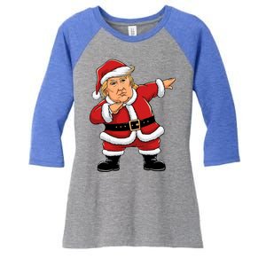 Dabbing Santa Trump Xmas Lights Christmas Women's Tri-Blend 3/4-Sleeve Raglan Shirt