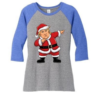 Dabbing Santa Trump Xmas Lights Christmas Women's Tri-Blend 3/4-Sleeve Raglan Shirt