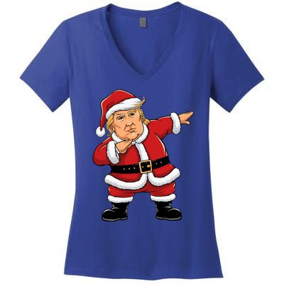 Dabbing Santa Trump Xmas Lights Christmas Women's V-Neck T-Shirt