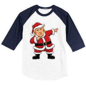 Dabbing Santa Trump Xmas Lights Christmas Baseball Sleeve Shirt