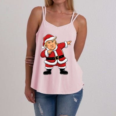 Dabbing Santa Trump Xmas Lights Christmas Women's Strappy Tank