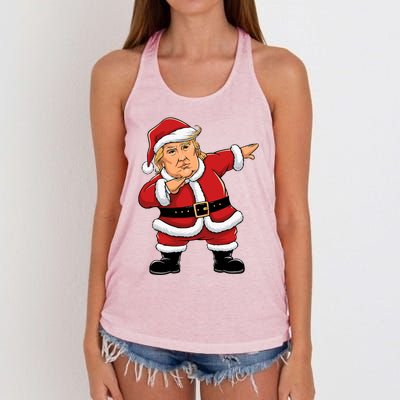 Dabbing Santa Trump Xmas Lights Christmas Women's Knotted Racerback Tank