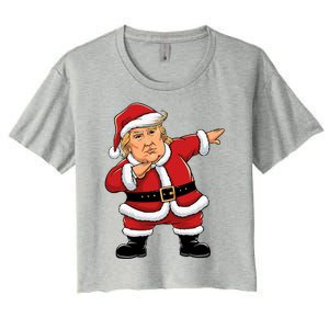 Dabbing Santa Trump Xmas Lights Christmas Women's Crop Top Tee