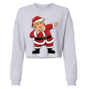 Dabbing Santa Trump Xmas Lights Christmas Cropped Pullover Crew