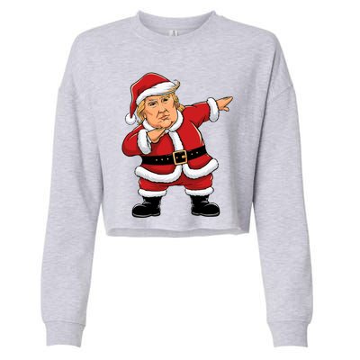 Dabbing Santa Trump Xmas Lights Christmas Cropped Pullover Crew