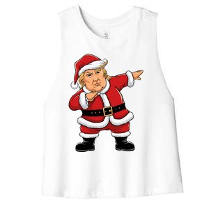 Dabbing Santa Trump Xmas Lights Christmas Women's Racerback Cropped Tank