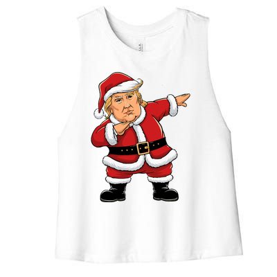 Dabbing Santa Trump Xmas Lights Christmas Women's Racerback Cropped Tank