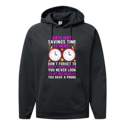 Daylight Savings Time Funny Performance Fleece Hoodie