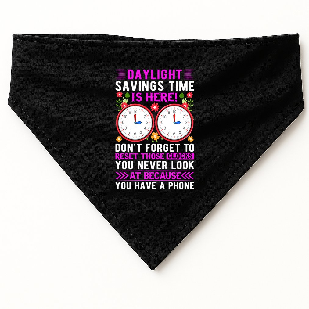 Daylight Savings Time Funny USA-Made Doggie Bandana