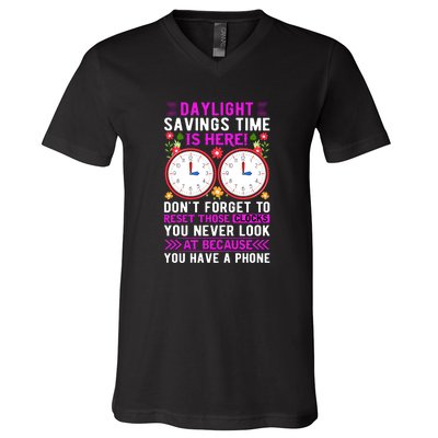 Daylight Savings Time Funny V-Neck T-Shirt