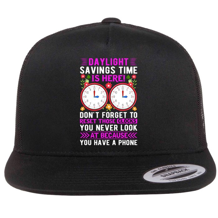 Daylight Savings Time Funny Flat Bill Trucker Hat