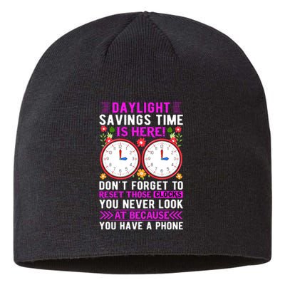 Daylight Savings Time Funny Sustainable Beanie