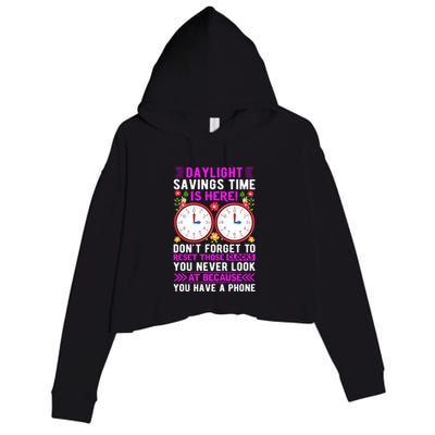 Daylight Savings Time Funny Crop Fleece Hoodie