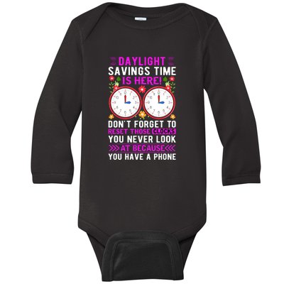 Daylight Savings Time Funny Baby Long Sleeve Bodysuit