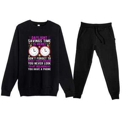 Daylight Savings Time Funny Premium Crewneck Sweatsuit Set