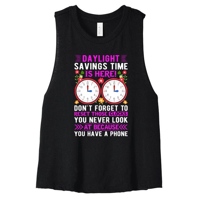 Daylight Savings Time Funny Women's Racerback Cropped Tank