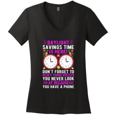 Daylight Savings Time Funny Women's V-Neck T-Shirt