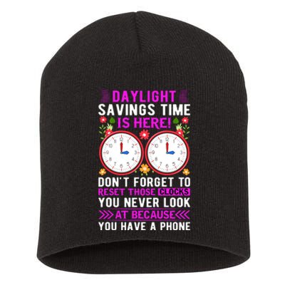 Daylight Savings Time Funny Short Acrylic Beanie