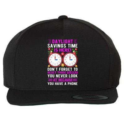 Daylight Savings Time Funny Wool Snapback Cap