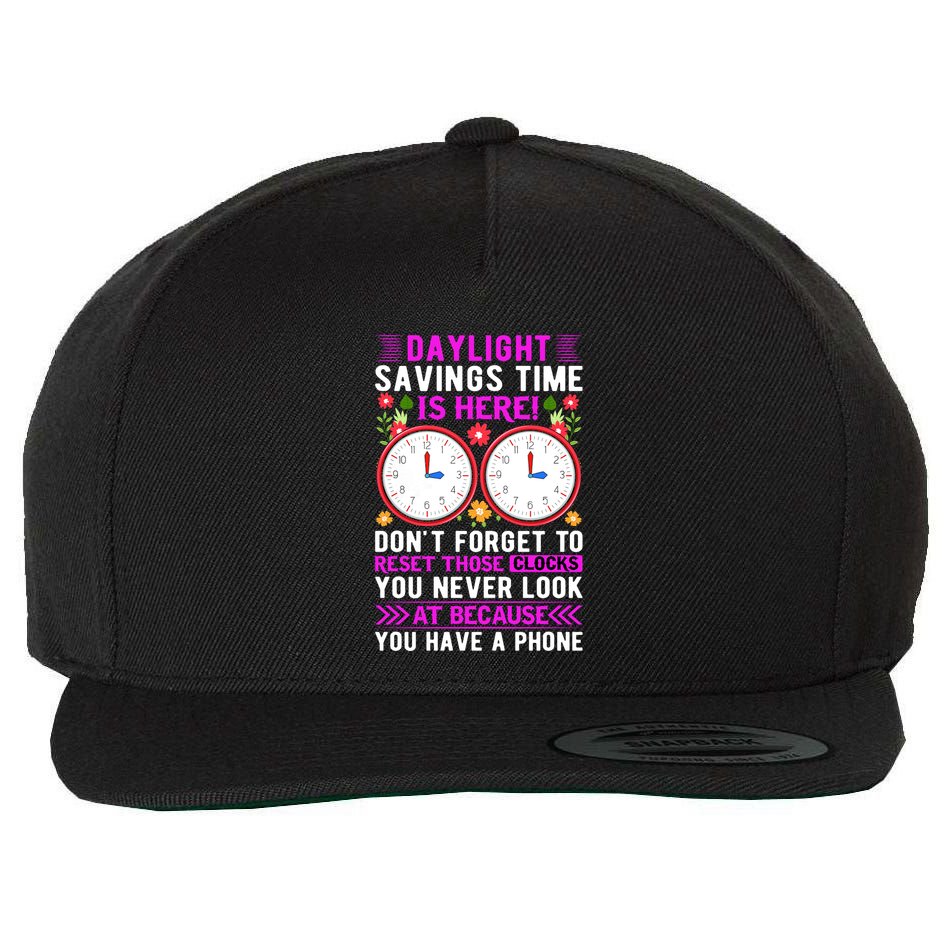 Daylight Savings Time Funny Wool Snapback Cap