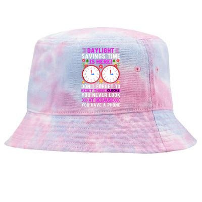 Daylight Savings Time Funny Tie-Dyed Bucket Hat