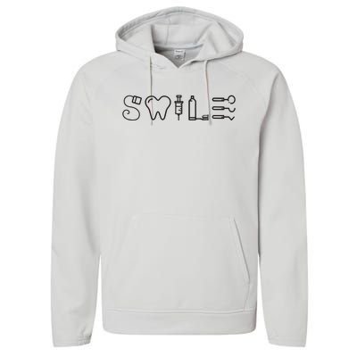 Dentist Smile Teeth Dental Hygienist Funny Dentist Performance Fleece Hoodie