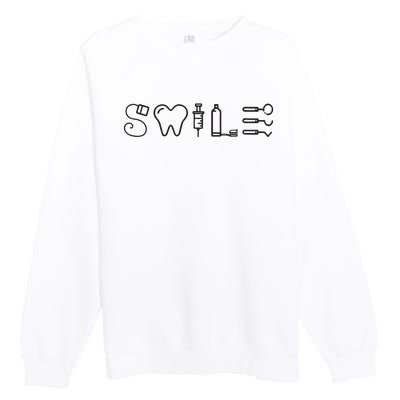 Dentist Smile Teeth Dental Hygienist Funny Dentist Premium Crewneck Sweatshirt