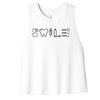 Dentist Smile Teeth Dental Hygienist Funny Dentist Women's Racerback Cropped Tank