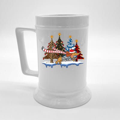 Dachshund Santa Through The Snow Leopard Buffalo Tree Xmas Meaningful Gift Beer Stein