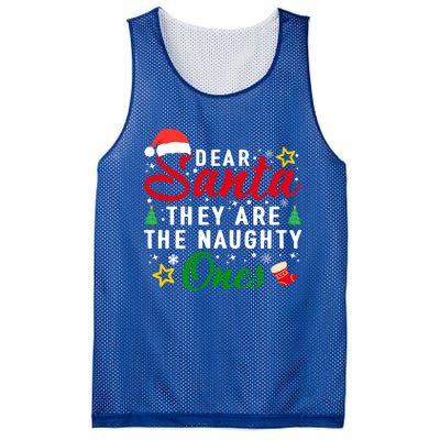 Dear Santa They Are The Naughty Ones Funny Christmas Family Cool Gift Mesh Reversible Basketball Jersey Tank