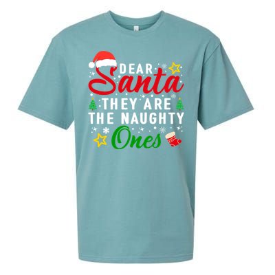 Dear Santa They Are The Naughty Ones Funny Christmas Family Cool Gift Sueded Cloud Jersey T-Shirt