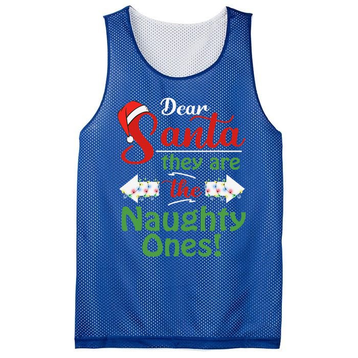 Dear Santa They Are The Naughty Ones Christmas Funny Gifts Mesh Reversible Basketball Jersey Tank