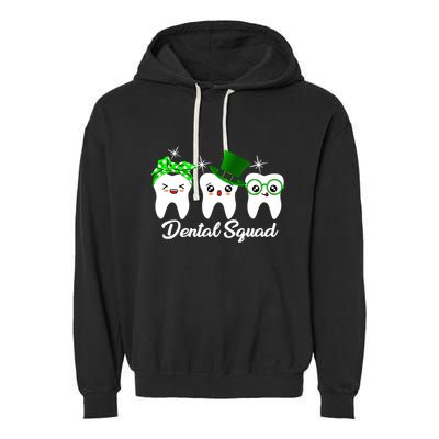 Dental Squad Tooth Hat Cute Dentist St Patrick's Day Gift Garment-Dyed Fleece Hoodie
