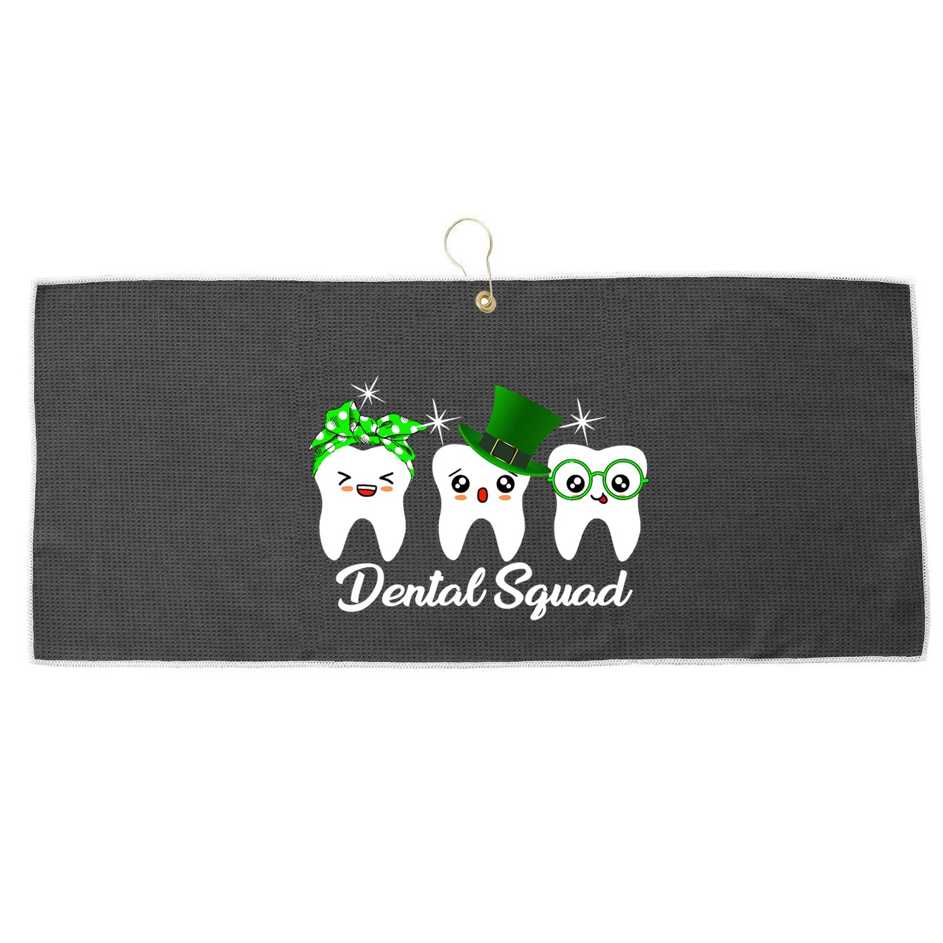 Dental Squad Tooth Hat Cute Dentist St Patrick's Day Gift Large Microfiber Waffle Golf Towel