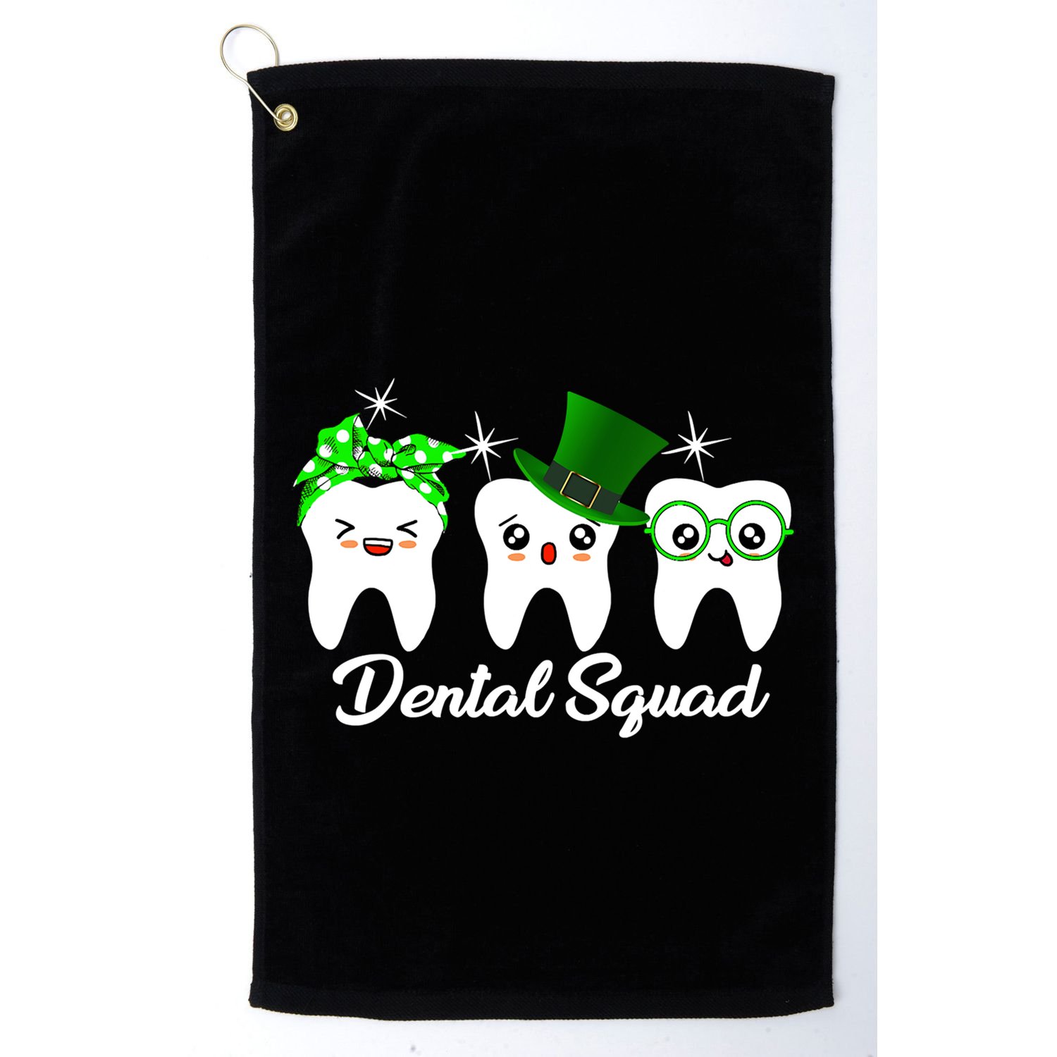 Dental Squad Tooth Hat Cute Dentist St Patrick's Day Gift Golf Towel