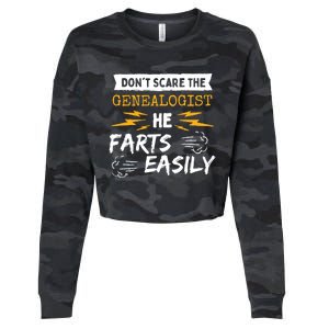 Don't Scare The Genealogist He Farts Easily Genealogy Farter Gift Cropped Pullover Crew