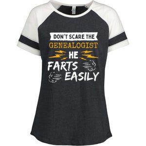 Don't Scare The Genealogist He Farts Easily Genealogy Farter Gift Enza Ladies Jersey Colorblock Tee