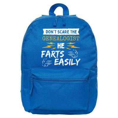 Don't Scare The Genealogist He Farts Easily Genealogy Farter Gift 16 in Basic Backpack