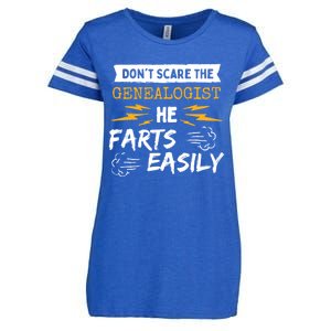 Don't Scare The Genealogist He Farts Easily Genealogy Farter Gift Enza Ladies Jersey Football T-Shirt