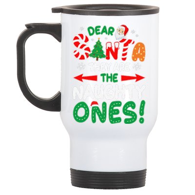 Dear Santa They Are The Naughty Ones Funny Christmas Gifts Stainless Steel Travel Mug