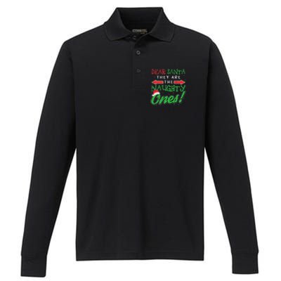 Dear Santa They Are The Naughty Ones Funny Christmas Gifts Performance Long Sleeve Polo