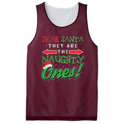 Dear Santa They Are The Naughty Ones Funny Christmas Gifts Mesh Reversible Basketball Jersey Tank