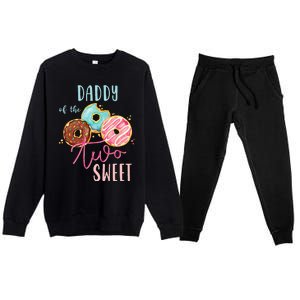 Daddy Sweet Two Donut Birthday Party Theme Girl Premium Crewneck Sweatsuit Set