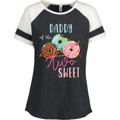 Daddy Sweet Two Donut Birthday Party Theme Girl Enza Ladies Jersey Colorblock Tee