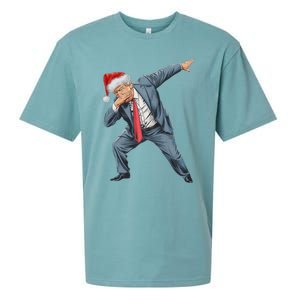 Dabbing Santa Trump Christmas Xmas Lights Sueded Cloud Jersey T-Shirt