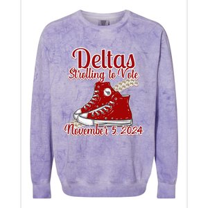 Deltas Strolling To Vote November 5 2024 Chucks And Pearls Colorblast Crewneck Sweatshirt