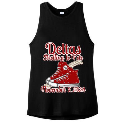 Deltas Strolling To Vote November 5 2024 Chucks And Pearls Ladies PosiCharge Tri-Blend Wicking Tank
